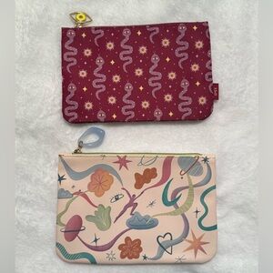 Set of 2 Colorful Patterned Cosmetic Makeup Bags